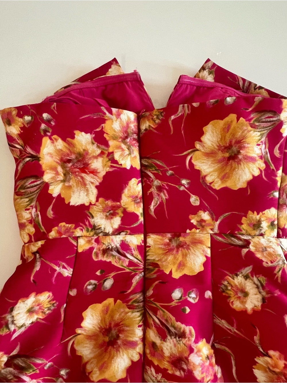 Theia Berry Red Pencil Skirt with Yellow Floral Print - Picture 5 of 6